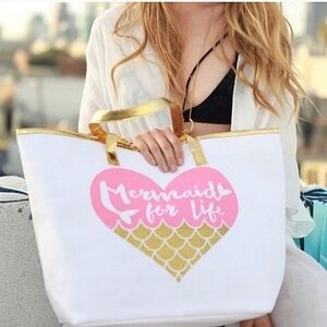 NWT White gold pink tote!